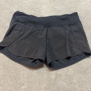 Lululemon Black Running Shorts Built-In Liner Zipper Pocket Size 10 0674